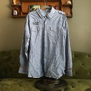 Men’s plaid pearl snap